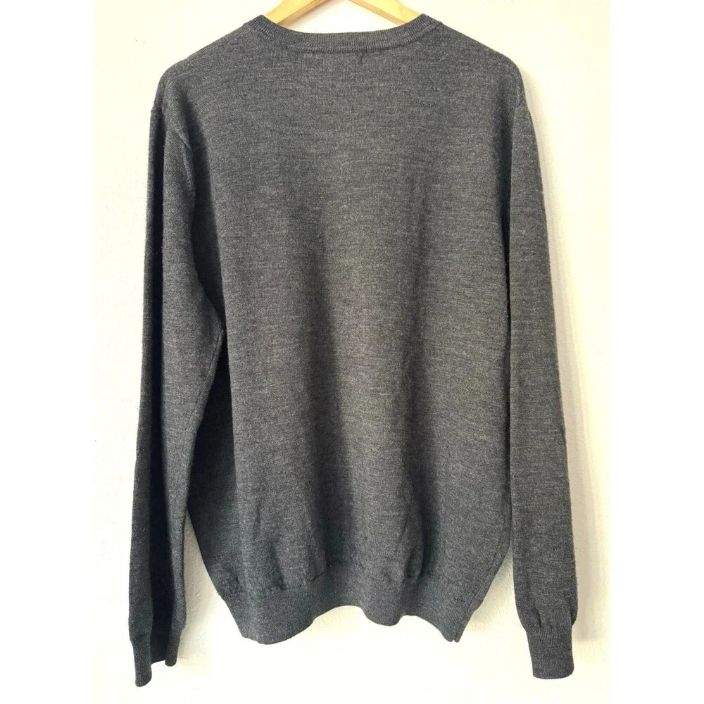 Banana Republic Merino Wool Sweater Mens XL V Neck Lightweight Pullover Gray